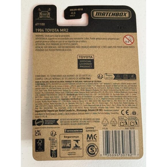 Matchbox 1984 Toyota MR2 Diecast Car 67/100 • JDM Classic • New on Card - Picture 2 of 6